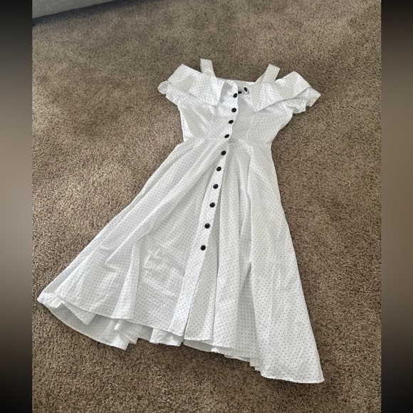 Vintage Dawn Joy 100% Cotton Polka Dot Button Up Midi Dress 
size 9/10 (small) - Picture 11 of 12
